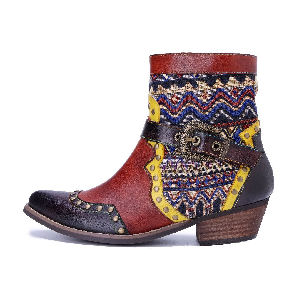 Socofy Handmade Leather Side Zip Boots