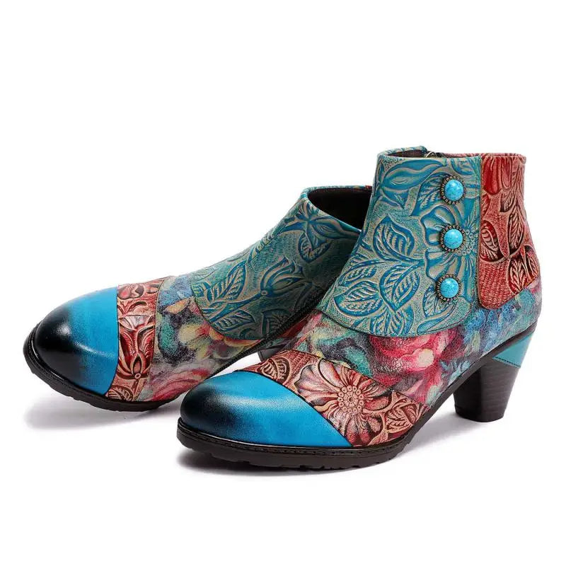 Socofy bohemian leather boots Clearance